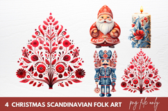 Christmas Scandinavian Folk Art Sublimation Clipart Product Image 1