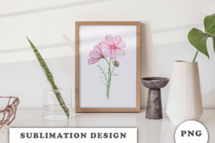 Watercolor Cosmos Flowers Bouquet png Product Image 2