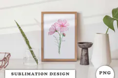 Watercolor Cosmos Flowers Bouquet png Product Image 2