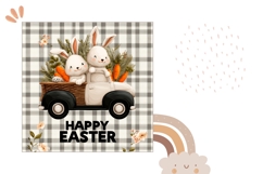 Happy Easter Pillow Design, Easter Truck Pillow Sublimation Product Image 2