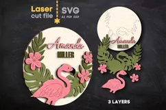 Flamingo Baby Name Sign SVG Laser cut file for Glowforge Product Image 2