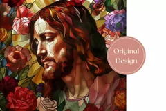 Stained Glass Jesus Tumbler Wrap, Easter Tumbler PNG Product Image 2