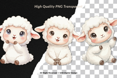 15 Bundle Watercolor Cute Sheep Farm Baby Lamb Kids Cute Product Image 2