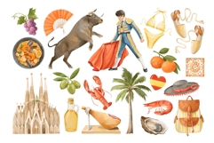 Spain Watercolor Clipart PNG, Spanish Culture Illustrations Product Image 2