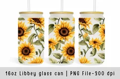 Sunflowers glass can wrap, Floral Watercolor 16oz Libbey Can Product Image 1