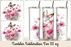 Pink Flowers 20 oz Skinny Tumbler Wrap Product Image 6