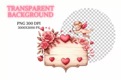 Valentine Wooden Signs Watercolor Clipart Product Image 2