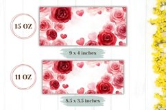 Watercolor Roses Mug Sublimation, Floral Mug Wrap Design Product Image 2