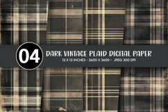 Dark Vintage Plaid Digital Paper Product Image 1