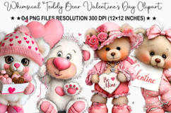 Whimsical Teddy Bear Valentine's Day Clipart Product Image 1