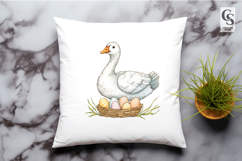 Watercolor White Goose and Eggs Clipart Sublimation PNG Product Image 2