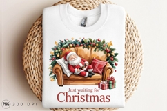 Santa Claus Sleeping On Sofa Christmas Illustration PNG Product Image 3