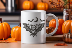 Halloween Retro Bat SVG | Vintage Spooky Bat with Moon PNG Product Image 3