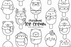 Christmas Ice Cream Digital stamp, Christmas Ice Cream Color Product Image 1