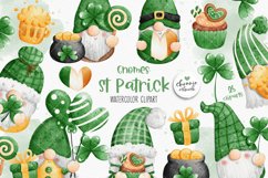 Watercolor St Patricks Gnomes Clipart, Gnome st patrick Product Image 1