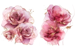 30 Watercolor Rose Clipart, Pink Floral PNG, Wedding Flowers Product Image 3