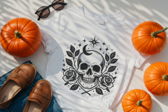 Gothic Skull with Roses Halloween SVG and PNG Clipart Product Image 3