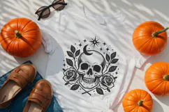 Gothic Skull with Roses Halloween SVG and PNG Clipart Product Image 3
