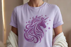 Mystical Unicorn Silhouette SVG | Fantasy Hair & Sparkles Product Image 3
