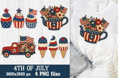 Patriotic Ice Cream &amp; Treats 4th of July Patchwork PNG Files Product Image 3