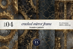 Cracked Mirror Frame Pattern | Black Gold Baroque Product Image 1