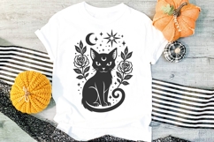 Gothic Black Cat SVG | Witch Cat with Moon Silhouette PNG Product Image 2