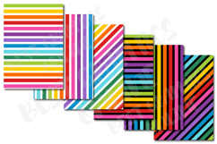 24 Rainbow Stripes Digital Papers Set, Unicorn Rainbow Paper Product Image 3