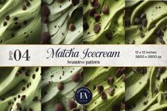 Matcha Ice Cream Pattern, Matcha Dessert Digital Paper Product Image 1