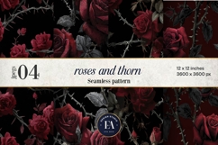 Gothic Rose Digital Paper, Dark Floral Seamless Pattern Product Image 1