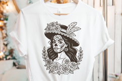 Day of the Dead Woman SVG. Sugar Skull Lady Floral Art Product Image 3