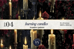 Gothic Candle Pattern | Dark Burning Candles Texture Product Image 1