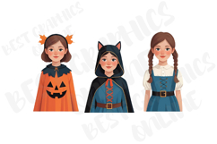 Halloween costume girls clipart set, Halloween costume girl Product Image 3
