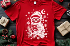 Gothic Christmas Owl SVG | Vintage Santa Hat Owl Cut File Product Image 2