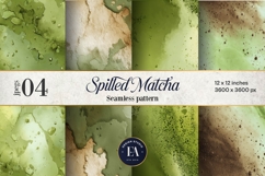 Spilled Matcha Texture, Green Abstract Liquid Digital Paper Product Image 1