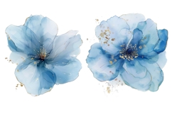 16 Blue Watercolor Floral Clipart Bundle, Abstract Flowers Product Image 3