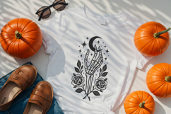 Skeleton Hand with Moon and Roses SVG and PNG Clipart Product Image 3