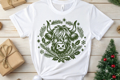Christmas Highland Cow SVG | Festive Winter Buffalo Design Product Image 3