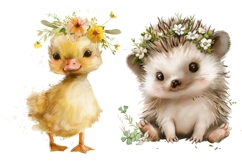 11 Watercolor Baby Animals Clipart Bundle, Cute Woodland Product Image 3