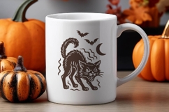 Vintage Halloween Cat SVG | Retro Scary Black Cat PNG Product Image 3