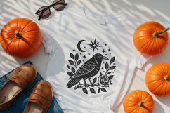 Raven with Moon and Rose Gothic SVG and PNG Clipart Product Image 2