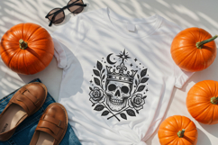 Skull Crown with Roses and Moon SVG and PNG Clipart Product Image 2