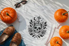 Skull Crown with Roses and Moon SVG and PNG Clipart Product Image 2