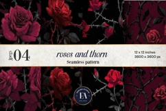 Gothic Rose Digital Paper, Dark Floral Seamless Pattern Product Image 1