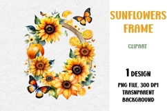 Watercolor Sunflowers Frame, PNG Product Image 1