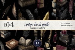 Vintage Book Quills Pattern | Dark Academia Paper Product Image 1