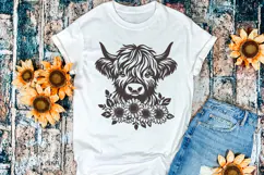Highland Cow with Sunflowers SVG | Cute Farm Animal PNG File Product Image 3