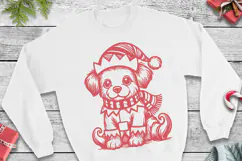 Cute Christmas Puppy SVG, Festive Dog in Hat and Scarf Product Image 3