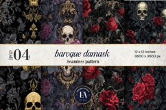 Gothic Baroque Damask Pattern | Dark Floral Skulls Product Image 1