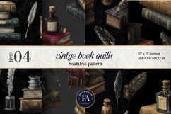 Vintage Book Quills Pattern | Dark Academia Paper Product Image 1