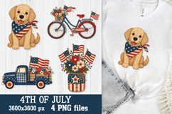 Patriotic Puppy &amp; Bike 4th of July Patchwork PNG Files Product Image 2